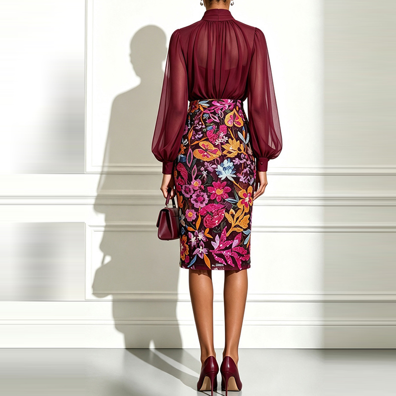 Completo elegante composto da  - Midi Skirt Floral recensione e prezzo