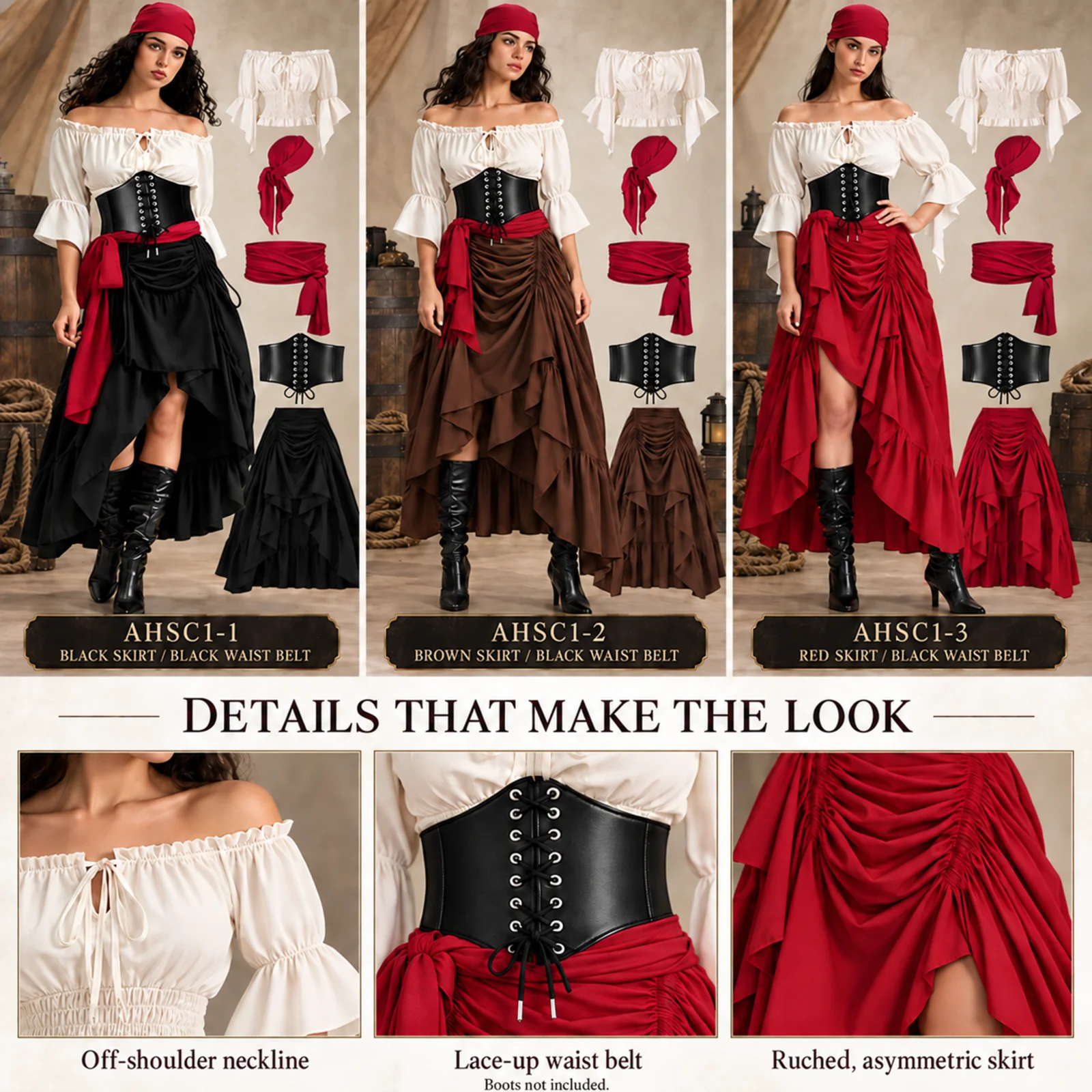 Set Costume da Pirata per Donn - Blouse Off Shoulder recensione e prezzo